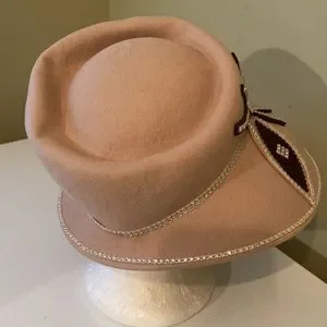 Swan | Accessories | Nwot Tan Church Dress Hat By Swan 